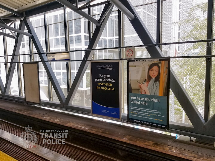 A photo of SkyTrain tracks with a sign that says 